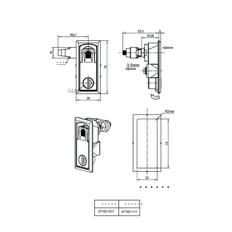 Druck-Typ 360-Grad-Dreh-Kompressionsschloss-A7102