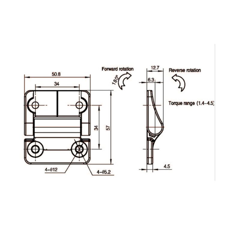 Flach montiertes Dämpfungsscharnier-B2222-1;2